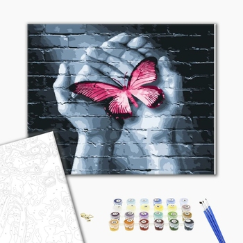 Картина по номерам Города - Графіті з метеликом