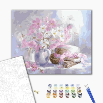 Картина по номерам Квіти - Белоснежный натюрморт с космеями