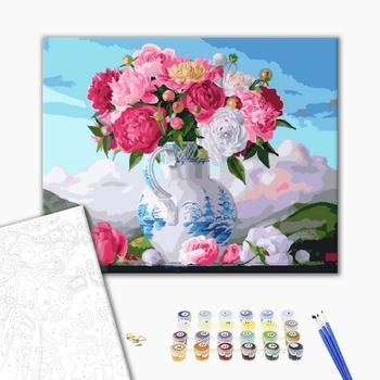 Картина по номерам Квіти - Букет піонів в вазі