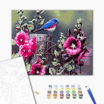 Картина по номерам Тварини, птахи та риби - Синица и мальва