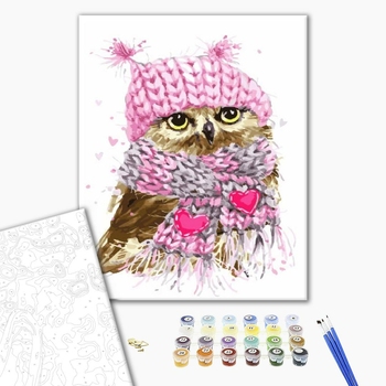 Картина по номерам Тварини, птахи та риби - Совеня в шарфі