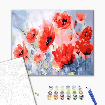 Картина по номерам Квіти - Маки в аквареле