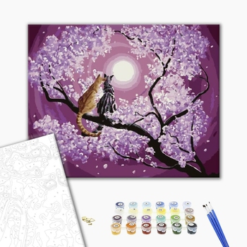 Картина по номерам Тварини, птахи та риби - Мартовские кошки на сакуре