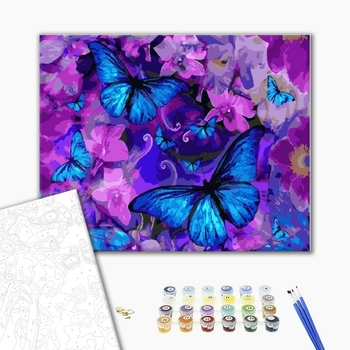 Картина по номерам Квіти - Магічні метелики у квітах