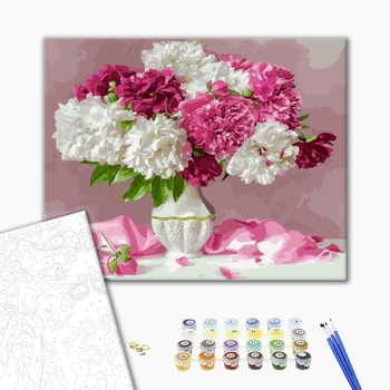 Картина по номерам Квіти - Рожеві півонії