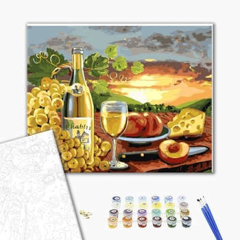 Картина по номерам Натюрморти - Біле вино з фруктами