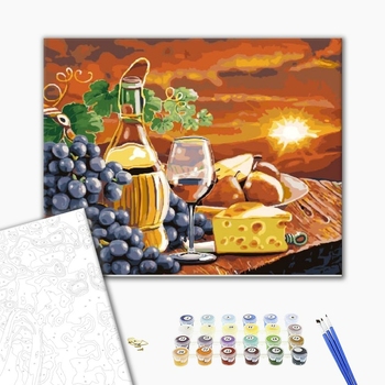 Картина по номерам Натюрморти - Келих та трапеза на заході