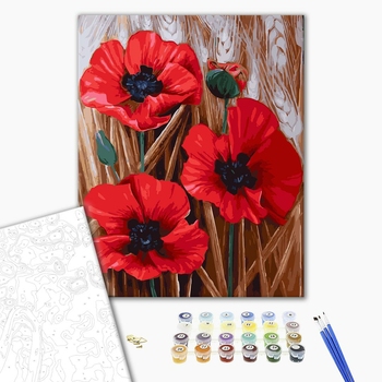 Картина по номерам Квіти - Маки с колосками