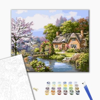 Картина по номерам Пейзажі - Тихий дом у лесу