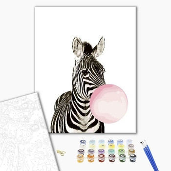 Картина по номерам Тварини, птахи та риби - Зебра з хуба-буба