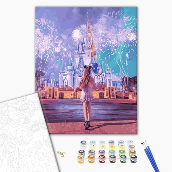 Картина по номерам Люди на картинах - Феерверк в Диснейленде