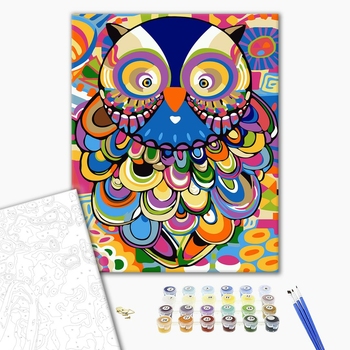 Картина по номерам Для початківців - Сова антистрес