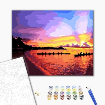Картина по номерам Пейзажі - Каноэ на закате