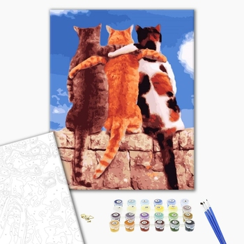 Картина по номерам Тварини, птахи та риби - Три кота в обнимку