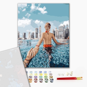 Картина по номерам Преміум картини - Слідуй за мною: басейн в Дубаї