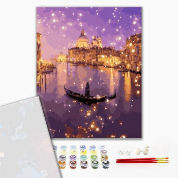 Картина по номерам Преміум картини - Нічне мерехтіння Венеції