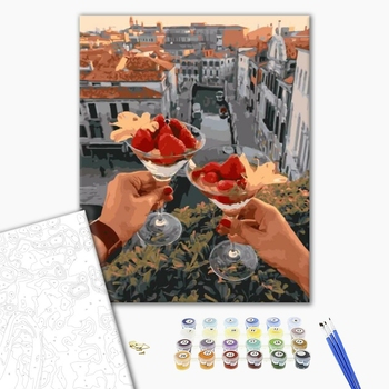 Картина по номерам Авторські колекції - Келихи з Панакотою над Італією