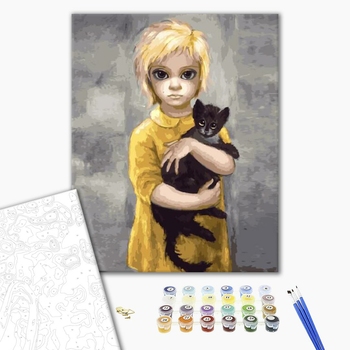 Картина по номерам Репродукції художників - Дочка з котиком. Маргарет Кін