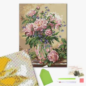 Алмазна мозаїка 40х50 - Пионы в вазе