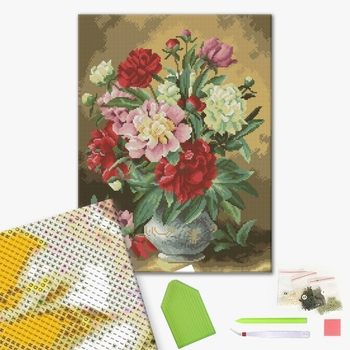 Алмазна мозаїка 40х50 - Домашние пионы