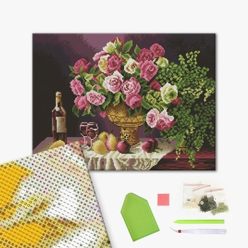 Алмазна мозаїка 40х50 - Натюрморт с розами
