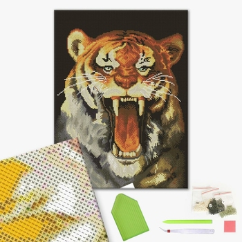 Алмазна мозаїка 40х50 - Агресивный тигр