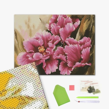 Алмазна мозаїка 40х50 - Розовые цветы