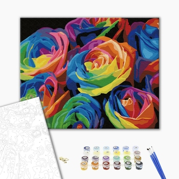 Картина по номерам Квіти - Радужные розы