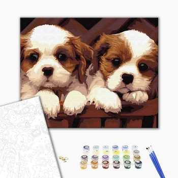 Картина по номерам Тварини, птахи та риби - Милые щенки