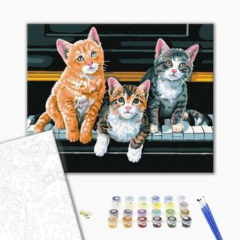 Картина по номерам Тварини, птахи та риби - Музикальні коти