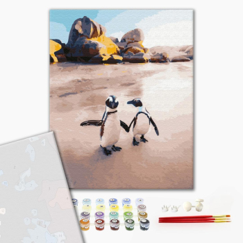 Картина по номерам Преміум картини - Пингвины на пляже
