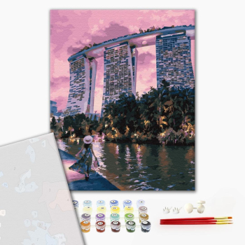 Картина по номерам Преміум картини - Вечер в Сингапуре