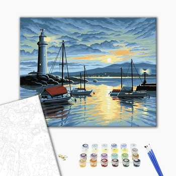 Картина по номерам Кораблі, автомобілі та літаки - Маяк і кораблі