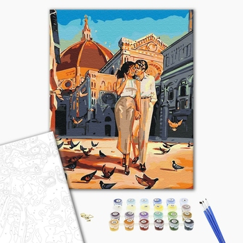 Картина по номерам Люди на картинах - Любовь и голуби