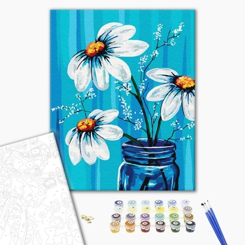 Картина по номерам Квіти - Ромашки в вазе