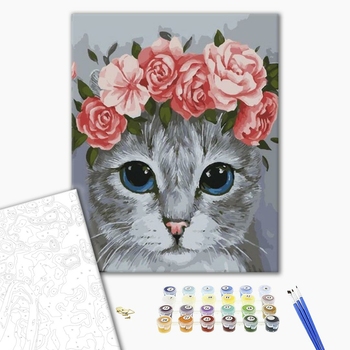 Картина по номерам Тварини, птахи та риби - Котик в веночке