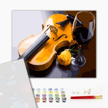 Картина по номерам Преміум картини - Скрипка та келих