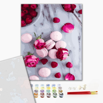 Картина по номерам Преміум картини - Макаруны и розы