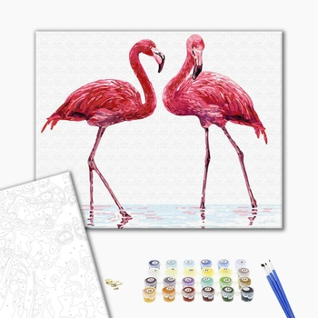 Картина по номерам Тварини, птахи та риби - Нежные фламинго