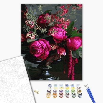Картина по номерам Квіти - Малиновые пионы
