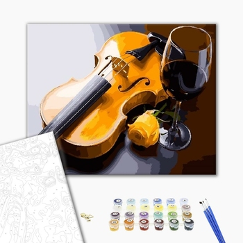 Картина по номерам Натюрморти - Скрипка і келих