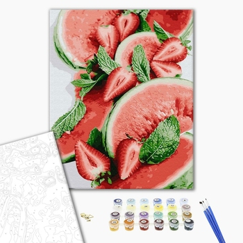 Картина по номерам Натюрморти - Кавун і полуниця