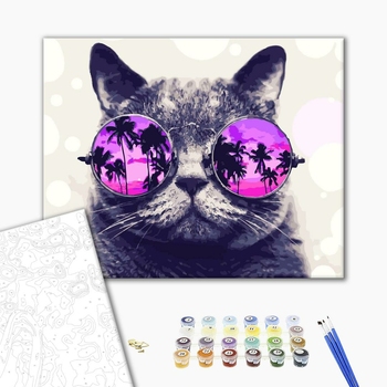 Картина по номерам Тварини, птахи та риби - Котик на Маямі