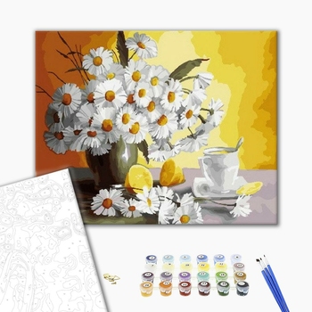 Картина по номерам Квіти - Ромашки та лимони