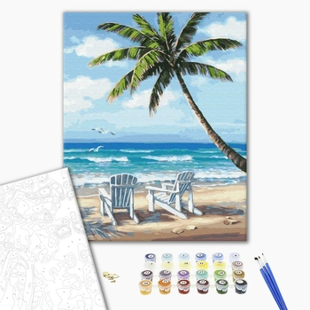 Картина по номерам Природа - Шезлонги на узбережжі