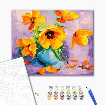 Картина по номерам Квіти - Жовті тюльпани у вазі