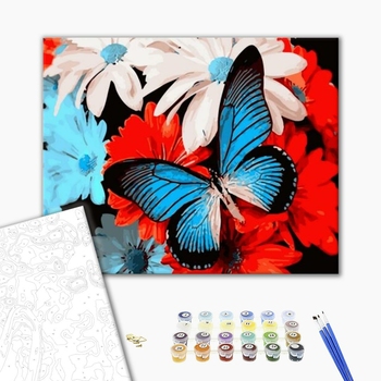 Картина по номерам Для початківців - Метелик на квіточках