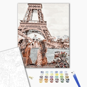 Картина по номерам Авторські колекції - Зустріч з видом на Ейфелеву вежу
