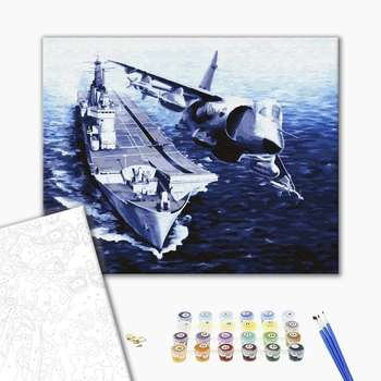 Картина по номерам Кораблі, автомобілі та літаки - Корабель і літак