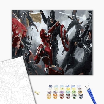 Картина по номерам Мультфільми, комікси, аніме - Мстители в бою